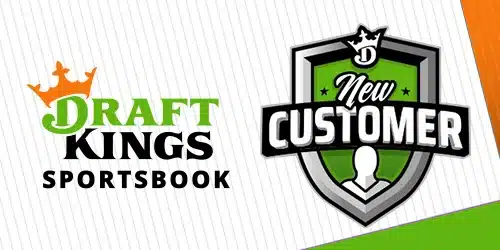 DraftKings Sportsbook mobile banner displaying the 'New Customer' logo to highlight welcome promotions