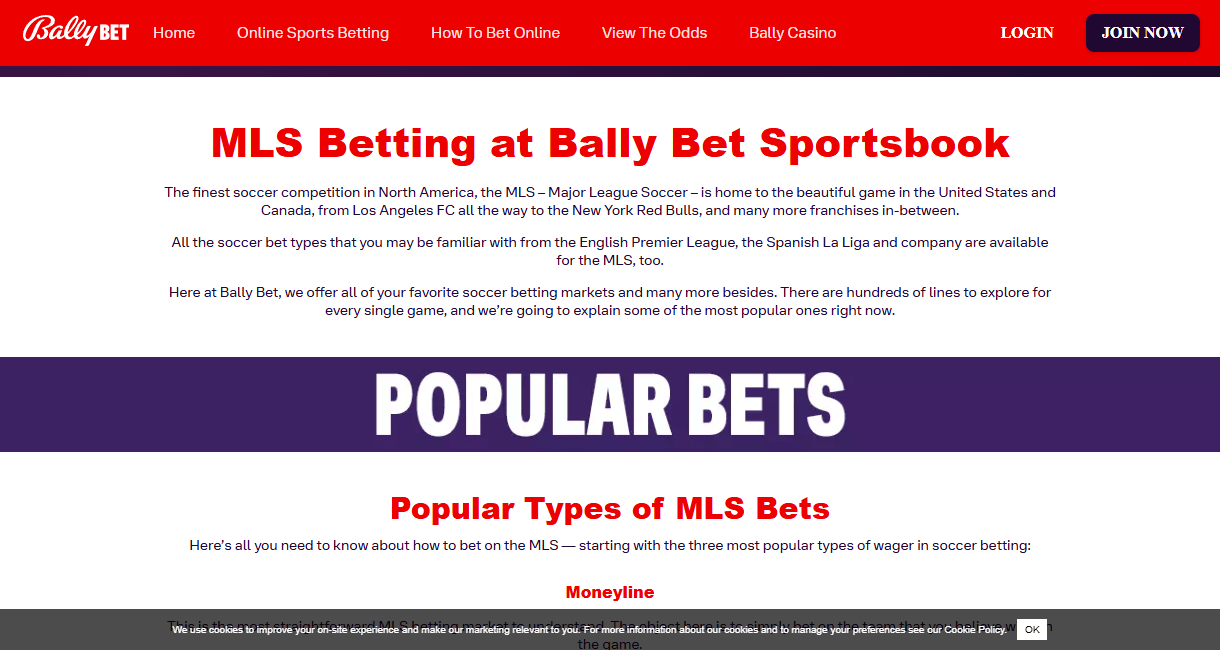 Bally Bet MLS betting guide with popular bets in Tennessee.