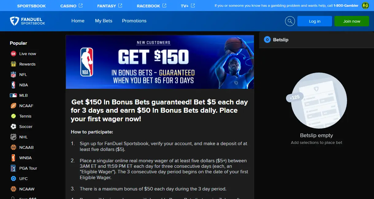 fanduel welcome bonus